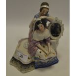 A continental porcelain ink well figural group, c.