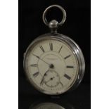 A Victorian silver open face pocket watch, Fattorini & Son Bradford, cream dial,