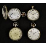 A George V silver full hunter pocket watch, white dial, bold Roman numerals, minute track,