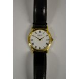 Raymond Weil - -a Gentleman's 18ct gold plated wristwatch, white dial, Roman numerals,