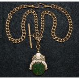 A 9ct gold graduated link double Albert chain,