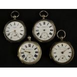 A Victorian silver open face pocket watch, John Elkan, 35 Liverpool Street, City London, white dial,