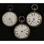 A continental 800 silver open face pocket watch, white dial, Roman numerals, minute track,
