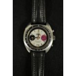 Gruen - a retro 770 CA Precision chronograph wrist watch, silver panda dial,
