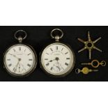 A Victorian silver Express English lever open face pocket watch, J G Graves, Sheffield, white dial,