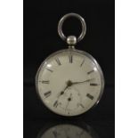 A Victorian silver open face pocket watch, Jos Wilson, Bradford, cream dial, bold Roman numerals,