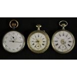 A continental white metal Nova open face pocket watch, pink and white two tone dial,