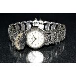 Bucherer - an Art Deco style lady's continental 800 silver & marcasite cocktail bracelet watch,