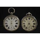 An Edwardian improved patent English lever over size open face pocket watch, white dial,