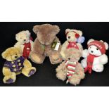A Harrods small size Christmas bear, 1986 ; others 2000, 2008, 2009,