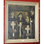 Margery Makepiece (20th century) Monks Awaiting Execution, Spanish Inquisition, oil on canvas,