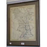A hand coloured map of Derbyshire,