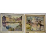S Barker (1974) A pair, Lowdham Mill and Hickling Basin signed,