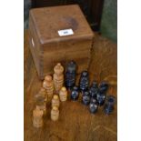 A 19th century boxwood and ebonised Regency type pattern chess set,