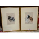 A Nield A pair, Gun Dogs signed, pastel, 28cm x 18.