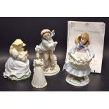 Four Coalport figures, Childhood Joys with certificate, Goose Girl with certificate,