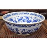 A large Chinese blue and white bowl,