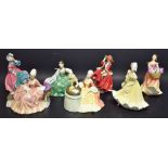 A Royal Doulton figure, Top O'The Hill, HN1834; others, Elyse, HN2474, Meditation, HN2330, Leslie,