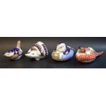 Royal Crown Derby paperweights - duck; pheasant; wren; hedgehog,