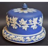 A Victorian Jasper ware cheese dome cover, applied with brambles,