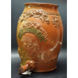 An early 20th century saltglazed stoneware barrel,