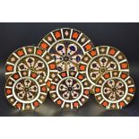 Royal Crown Derby 1128 Imari - dinner plate, a pair of dessert plates and three side plates,