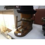 vintage wooden hat stretcher and hat