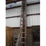 pair of extending wooden ladders