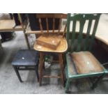 painted chair, stool and letter rack etc
