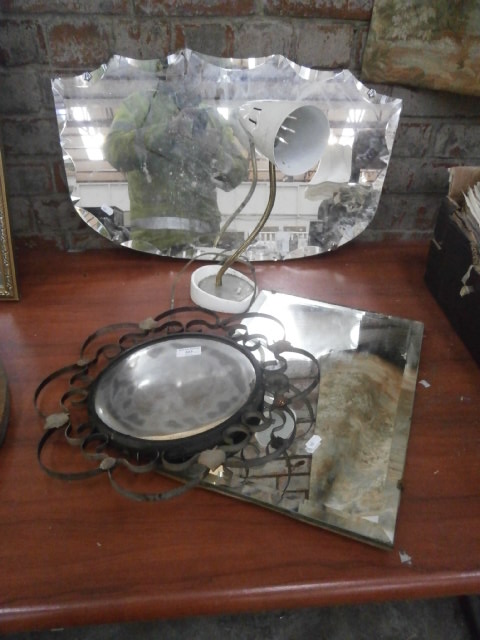 3 mirrors and a retro desk lamp