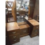 twin pedestal mirror back dressing chest