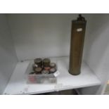 trench art hot water bottle and a selection of film strips inc military training