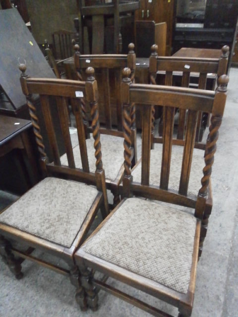 4 oak barley twist stand chairs