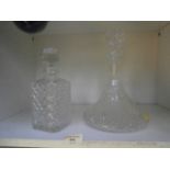 2 cut glass decanters