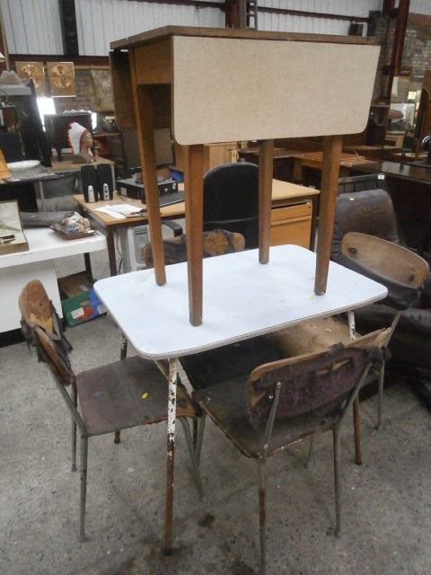 2 retro kitchen tables and chairs for restoration