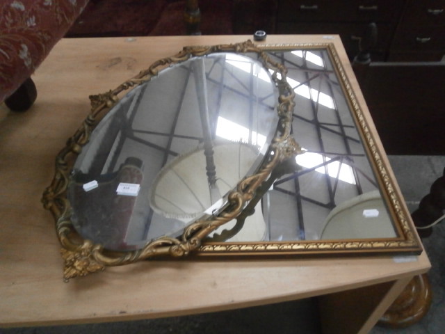 gilt framed bevel edge mirror and 1 other