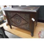 small carved oak coffer