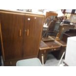 small vintage wardrobe and matching mirror back dressing table