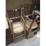 4 various rush seated chairs