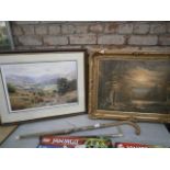 gilt framed oil on canvas and a Keith Melling print