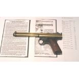 A rare early Benjamin .177 brass bodied air pistol model 177 named the “Benjamin Franklin”.