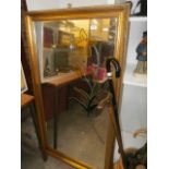 large gilt framed mirror with leaded painted daffodil