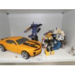 shelf of collectable transformer toys