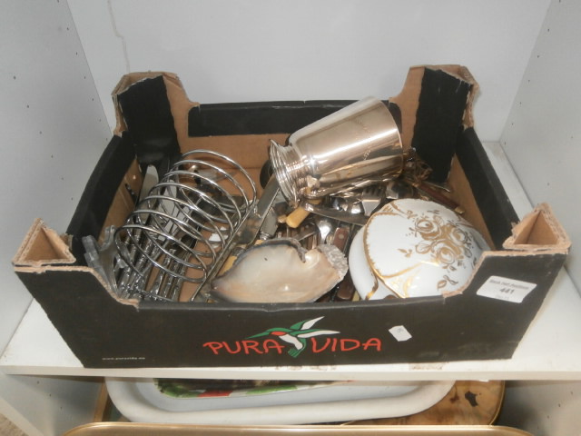 box of metal and flat ware