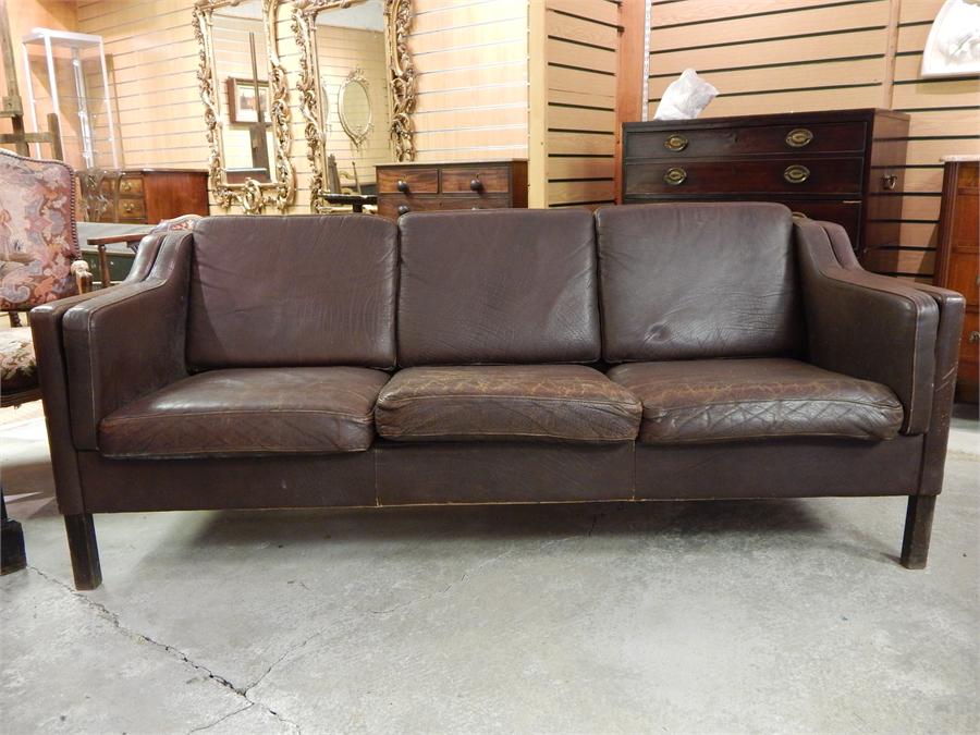 Borge Mogensen three seater leather sofa settee ♢ ~