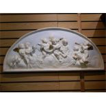 Italian Plaster wall Hanging Half Moon cherub putti scene ♢ ~