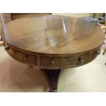 William iV Mahogany Drum Table. Early 19th Century. 107cm diameter, 72cm high.♢ ~