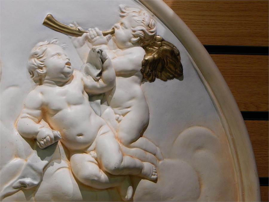 Italian Plaster wall Hanging Half Moon cherub putti scene ♢ ~ - Image 3 of 3