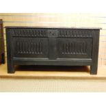Late 17th / Early 18th century Oak Coffer, with notch carved frieze and front panels. Original top