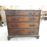 A Small George III period mahogany 4 drawer chest - original handles - re-entrant corners - good